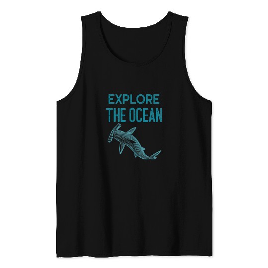 Shark Pet Explore The Ocean Hammerhead Shark Deep Blue Sea Jaw Beach Tank Tops