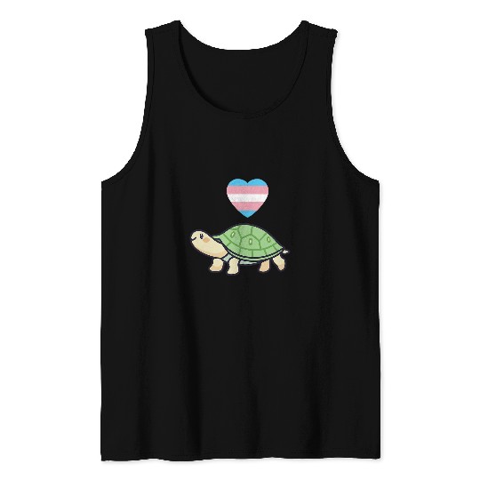 Turtle Pet LGBT Trans Turtle LGBTQ Transgender Pride Flag Kawaii Aesthetic Tank Tops