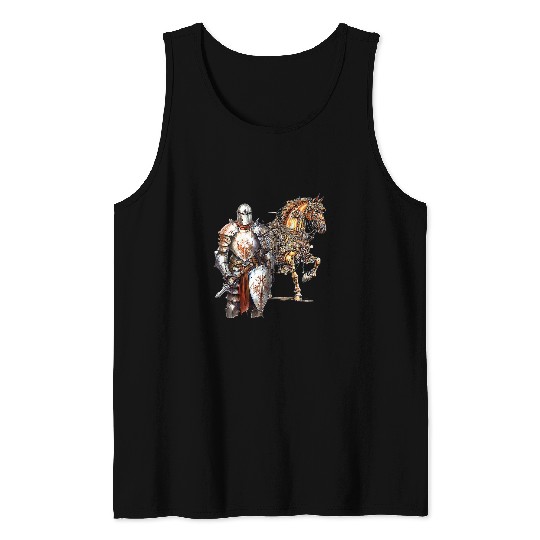 Horse Pet Steampunk Horse and Medieval Knight 22 Tank Tops