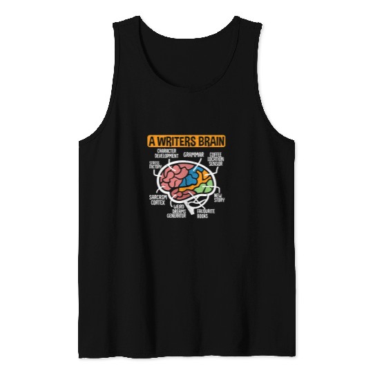 Book Fun Writing Published Author Book Writer A Writers Brain Tank Tops