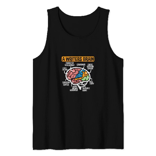 Book Fun Writing Published Author Book Writer A Writers Brain Tank Tops