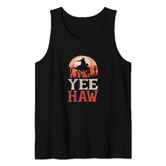 Horse Pet vintages Western Texas Rodeo Cowboy Yeehaw Horse Bull Riding Tank Tops