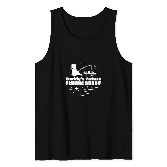 Fishing Fun Daddys Future fishing buddy baby toddler girl fishing Tank Tops