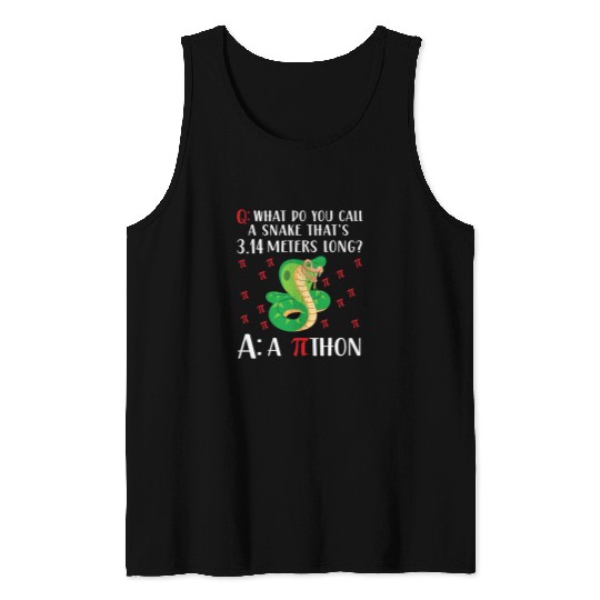 Python Pet Pithon Pi Symbol Funny Math Teacher Pi Day 664 32 Tank Tops