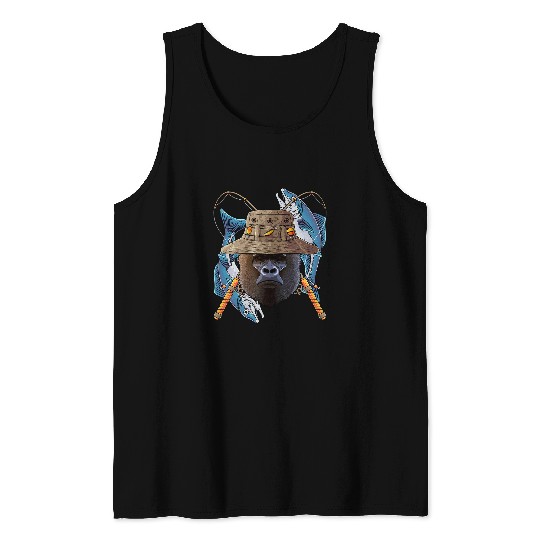 Gorilla Pet Gorilla Outdoor Fisherman Animal Cute Fly Fishing Tank Tops