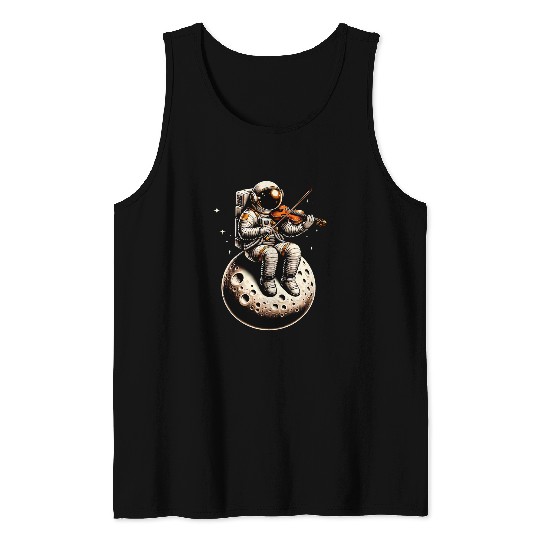 Astronaut Job Playing The Violin On The Moon For Children Tank Tops