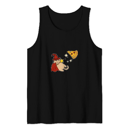 Cat magician foodie magic for pizza eater Tank Tops