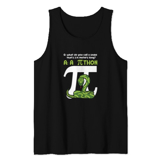 Python Pet Pithon Pie Symbol Funny Math Teacher Happy Pi Day Tank Tops