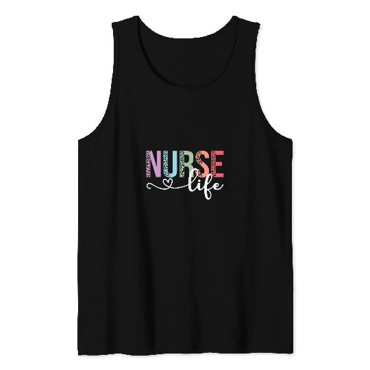 nurses Job Women nurses Life RN LPN CNA Leopard nurses Week Healthcare Tank Tops