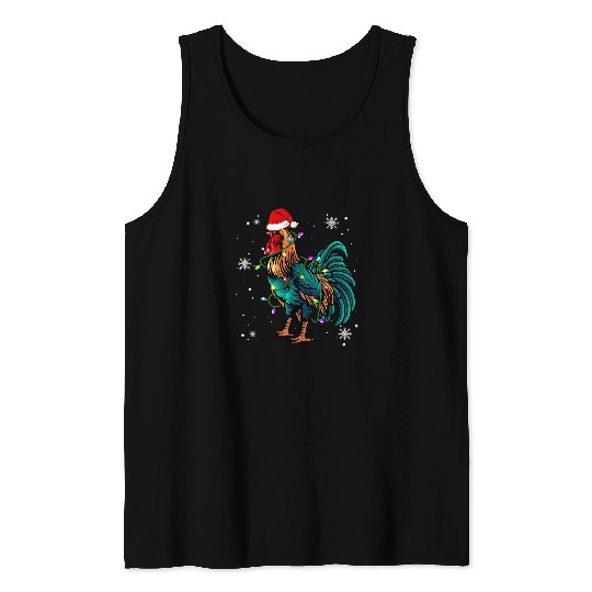 Chicken Pet christmas lights led santa hat christmas lover Tank Tops