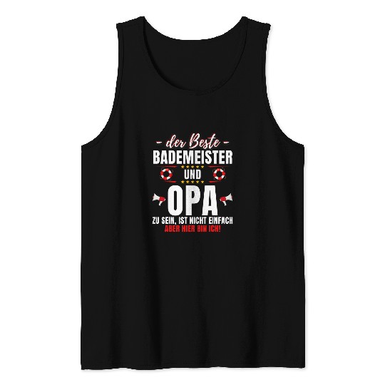 Grandpa Bademeister Grandpa Swimming Pool Lifeguard Slogan Tank Tops