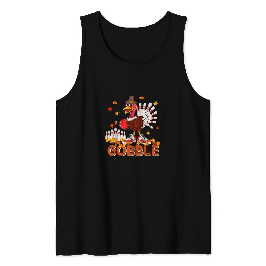 Sport Bowling vintages Gobble Thanksgiving Turkey Playing Bowling Player Tank Tops