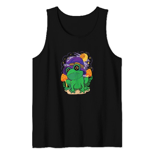 Frog Pet Cottagecore Aesthetic Goblincore Frog Wizard Hat Mushroom 51 Tank Tops