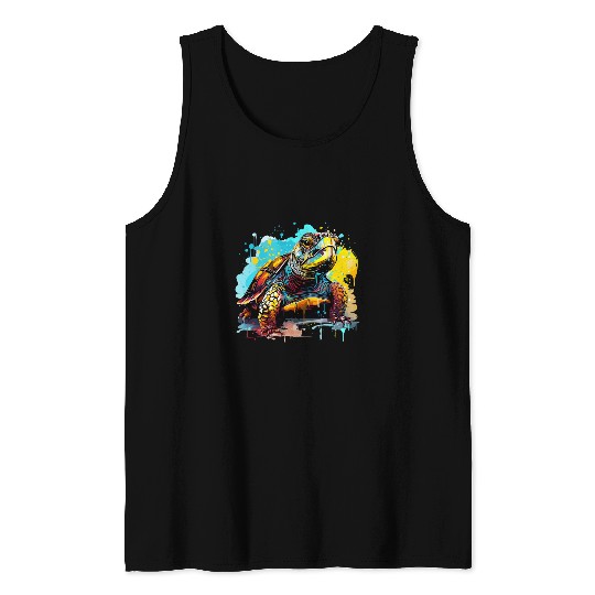 Turtle Pet Colorful Eastern Box Turtle Lover Splash Art 1 Tank Tops