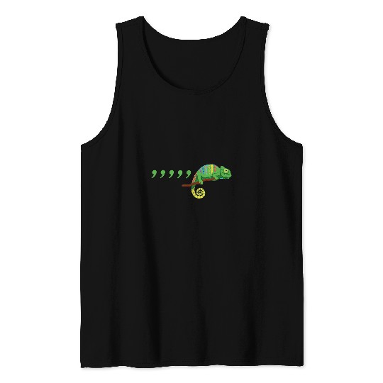 Chameleon Pet Teacher Comma Chameleon Funny Tank Tops
