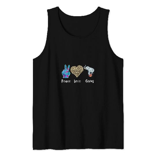 Elephant Mammal Circus Love Peace Leopard Elephant Show Balancing Carnival Tank Tops
