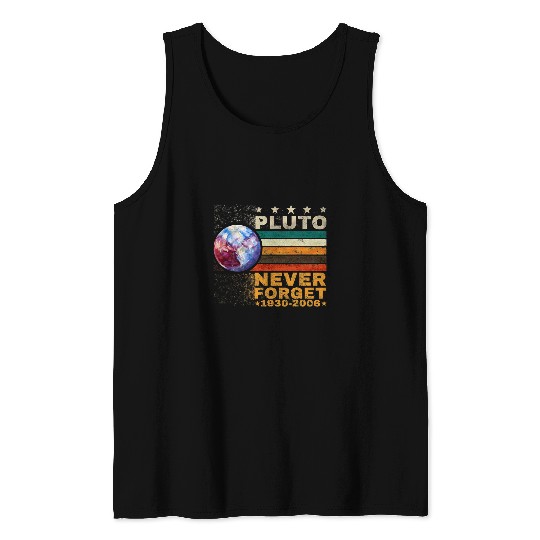 Astronaut Job Pluto Never Forget Watercolor Retro Style Space Science Tank Tops