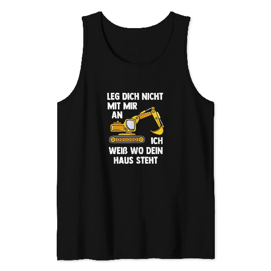 Excavator Fun driver excavator guide construction worker road construction wheel loader Tank Tops