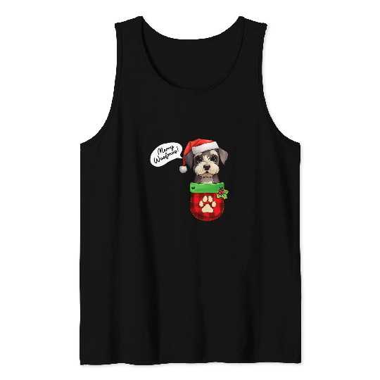 Schnauzer Pet Miniature Schnauzer Christmas Merry Woofmas In Pocket Tank Tops