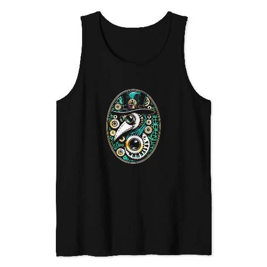 vintages Gear Enthusiast Retro Steampunk Plague Doctor Tank Tops