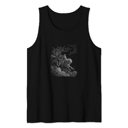 Horse Pet Death on the Pale Horse Dore Occut Gothic Pagan Grim Reaper Tank Tops