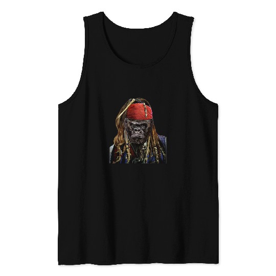 Gorilla Pet Gorilla as Pirate Ship Captain Terrorize the Ocean Tank Tops