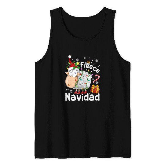 Sheep Pet Fleece Feliz Navidad Funny Christmas Cute Sheep Christmas Tank Tops