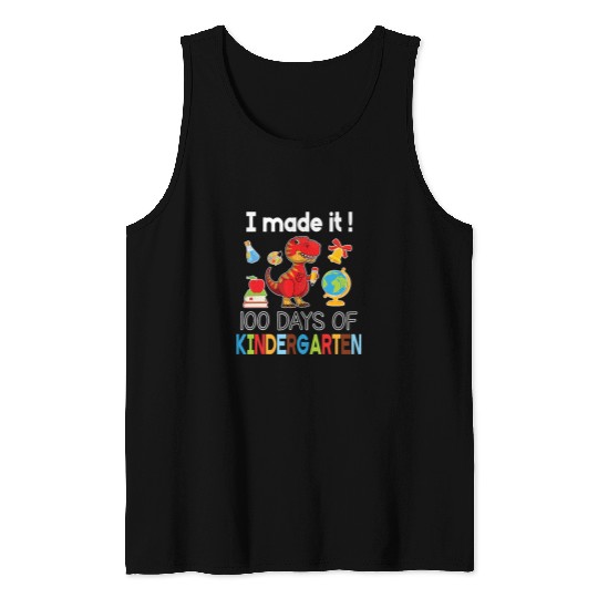 Dinosaur Pet Student Teacher I Made It 100 Days Of Kindergarten Tank Tops