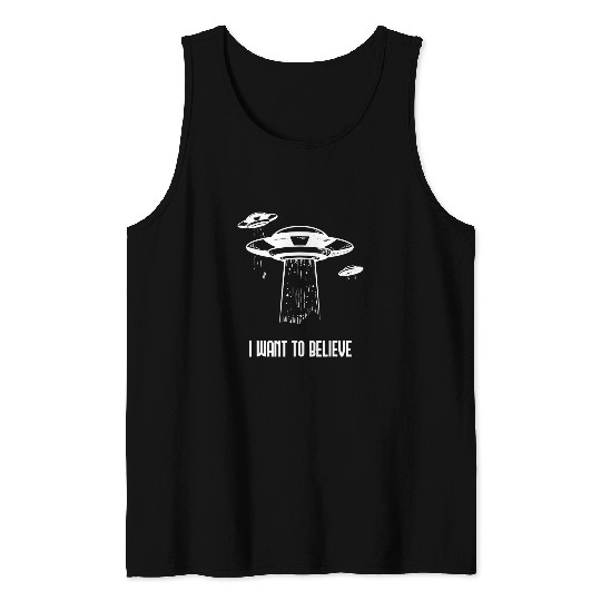 Aliens UFO I Want to Believe UFO Aliens TV Retro 90s Alien Abduction Tank Tops