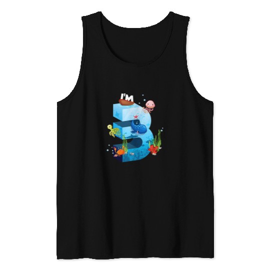 Whale Pet Kids 3 Year Old Ocean Life Whale Dolphin Shark 3rd Birthday 9 Tank Tops