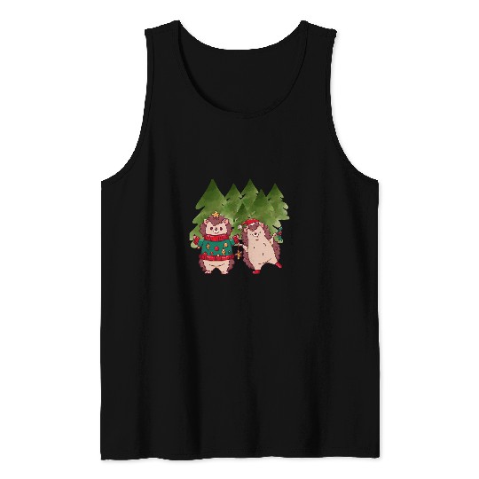 Hedgehog Pet Christmas Hedgehogs Fun Wood Tank Tops