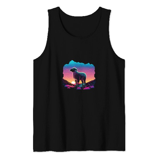 Sheep Pet Retro Aesthetic Lamb Tank Tops