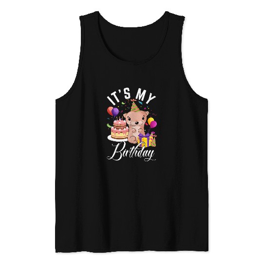 Otter Pet Otters Funny Its My Birthday Sea Otter Lover Bday Party Boys Girls Tank Tops
