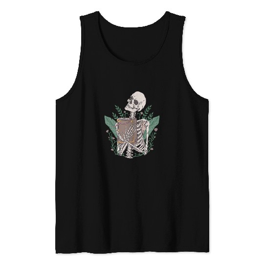 Book Fun Skeletons with book and flowers book lover goth halloween Tank Tops