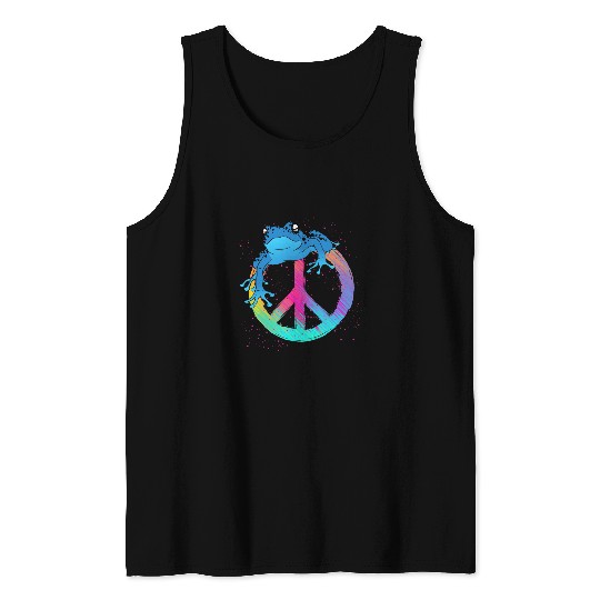 Frog Pet Peace Symbol Animal Toad Amphibian Hippie Frog Tank Tops