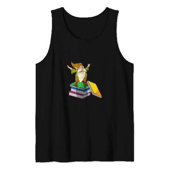 Book Fun Geek Reading Bookworm Librarian Nordic Gnome Tank Tops