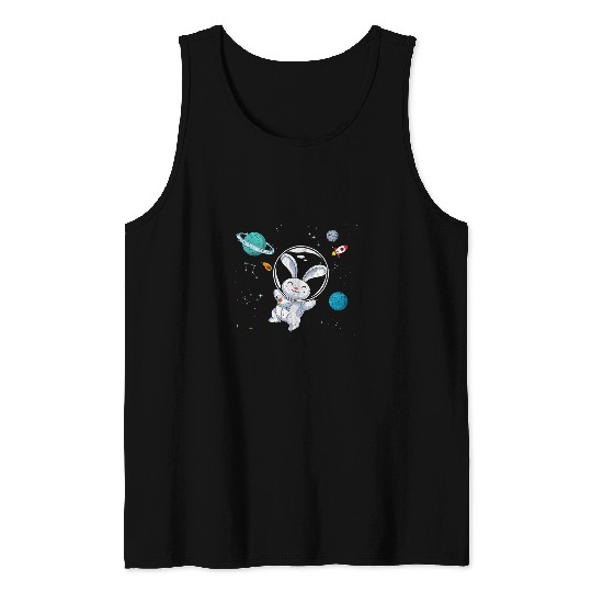 Astronaut Job Rabbits Outer Space Science Rabbit Animal Lover Astronaut Bunny Tank Tops