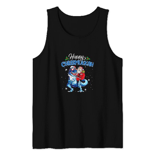 Dinosaur Pet Happy Chrismukkah Jewish xmass Hanukkah T Rex Tank Tops