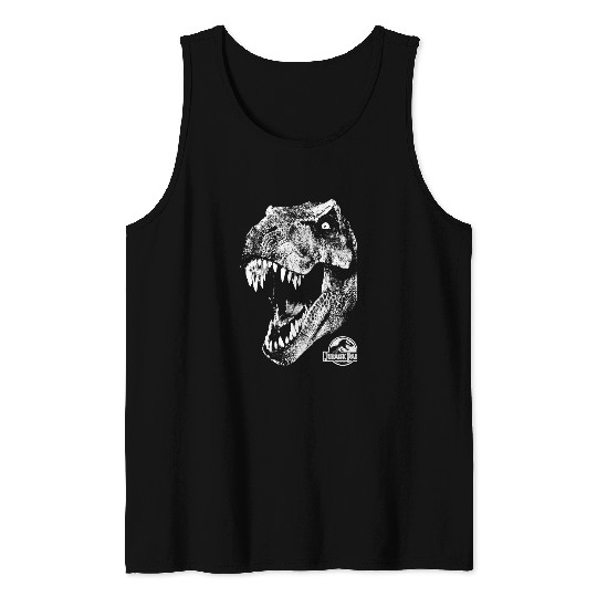 Dinosaur Pet Jurassic Park TRex White Head Roaring Tank Tops