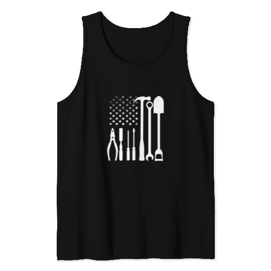 Electrician Patriotic US American Flag Electrician Lineman Tank Tops