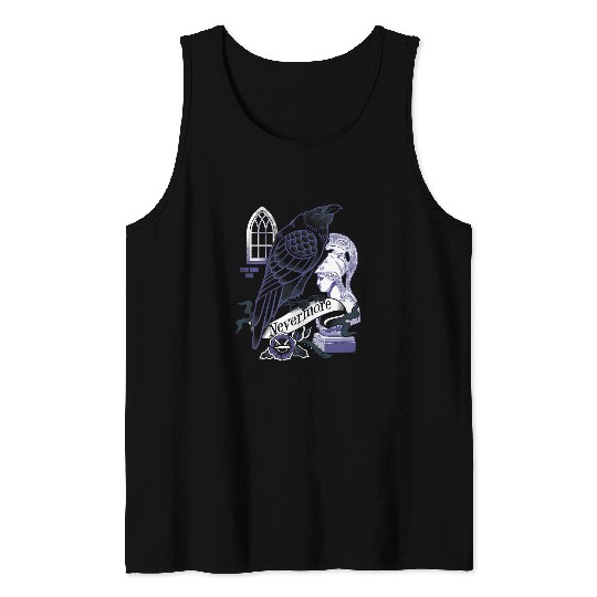Book Fun Nevermore Raven Gothic Poetry Book Lover Poe Tank Tops