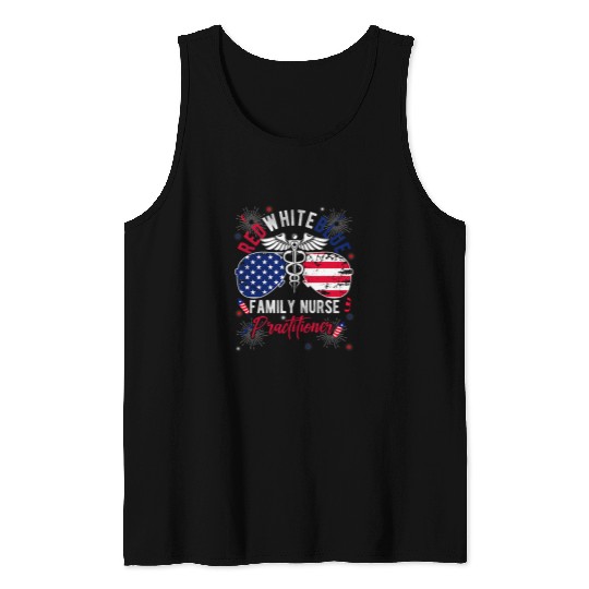 nurses Job RED WHITE BLUE FAMILY nurses PRACTITIONER Patriotic nurses Sup Tank Tops