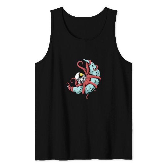 Octopus Pet Astronaut Octopus Kraken Squid Space Astronomy Moon Tank Tops