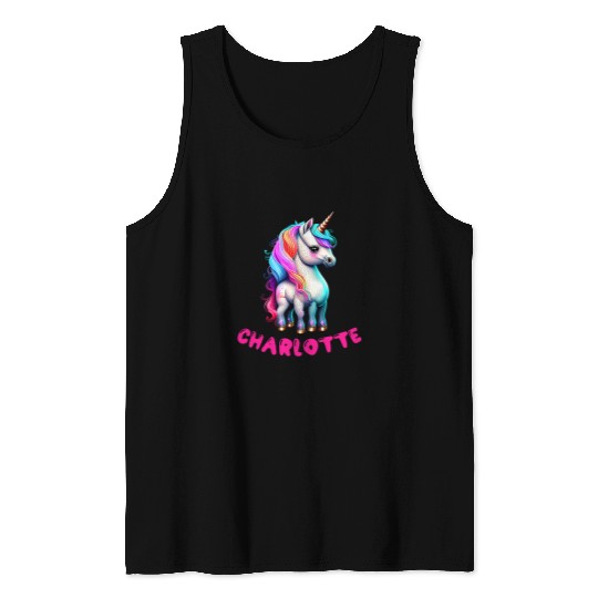 Unicorn Pet Birthday Unicorn Personalization Charlotte Name For Girls Tank Tops
