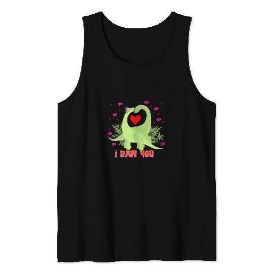Dinosaur Pet I Raw You Dinosaur Valentines Dino Lovers Tank Tops