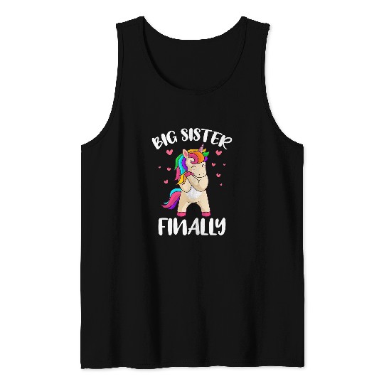 Unicorn Pet Big Sister Finally Cute Unicorn Pregnancy Announcement Tank Tops