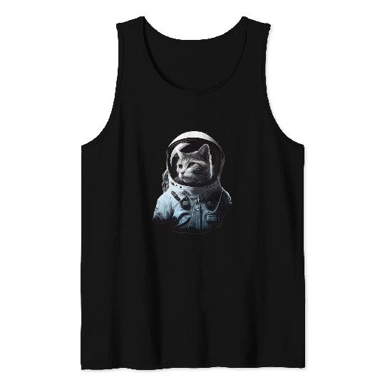 Astronaut Job Tabby Space Cat Astronaut Kitty Tank Tops