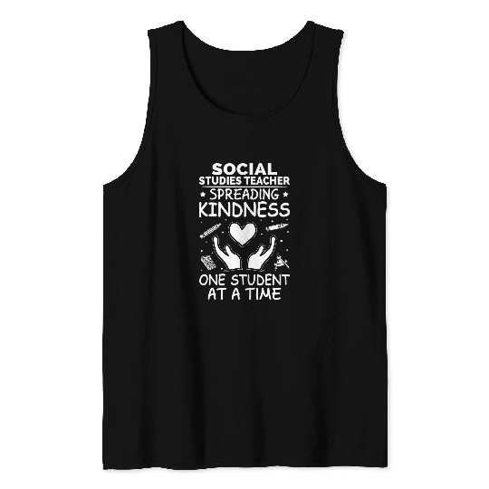 Book Fun Social Studies Teacher Spreading Kindness One Student Tank Tops