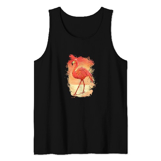 Flamingo Pet Beautiful Flamingo Pink Giant Bird Swamp Mangrove Shallow Tank Tops