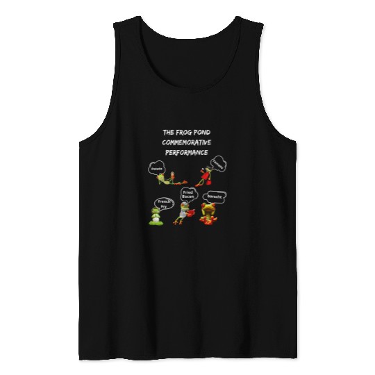 Frog Pet Pond Funny Cute Graphic Tadpole Toad Amphibian Collage Tank Tops